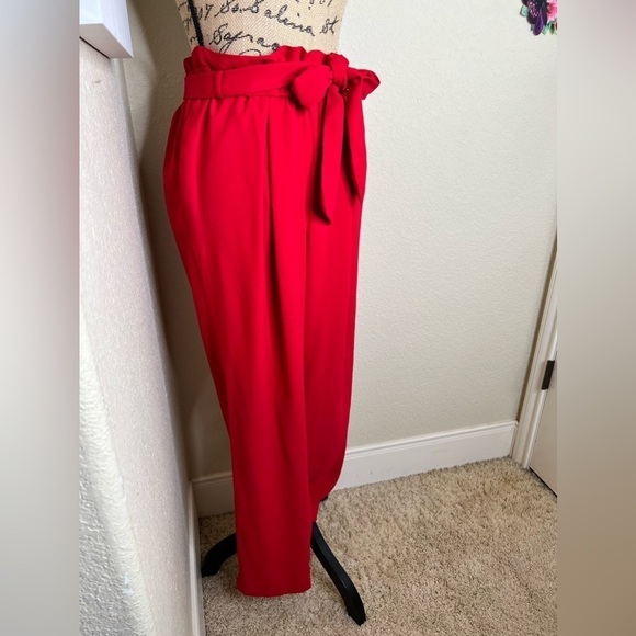 Lane Bryant Belted Slim Leg Red Ankle Pants Size 16 - Picture 7 of 14